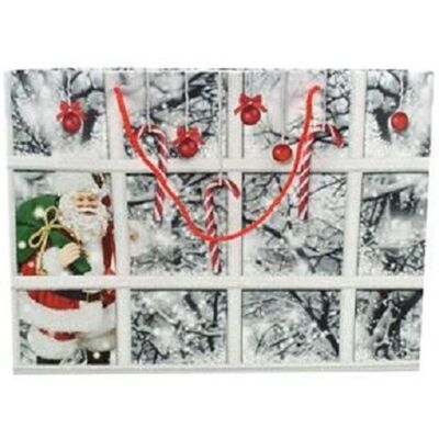TRADE SHOP TRAESIO Trade Shop - Busta Da Regalo Stampa Finestra Con Paesaggio Innevato Manici Rossi 45,5x33x12cm - TRADE SHOP TRAESIO Trade Shop - Busta Da Regalo Stampa Finestra Con Paesaggio Innevato Manici Rossi 45,5x33x12cm -