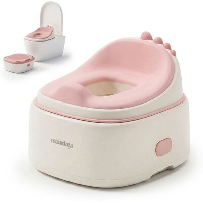 Relaxdays Orinal Infantil 4 En 1 Dino, Con Tapa, 30x36,5x33,5 Cm, Entrenador Wc: Reductor Y Taburete, Viaje, Rosa Relaxdays Orinal Infantil 4 En 1 Dino, Con Tapa, 30x36,5x33,5 Cm, Entrenador Wc: Reductor Y Taburete, Viaje, Rosa