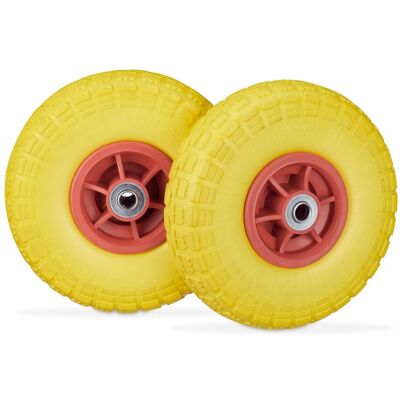 RELAXDAYS 4 Ruedas De Carro, Antipinchazos, Macizas, 4.10/3.50-4', Eje De 16 Mm, Hasta 150 Kg, 260x85mm, Amarillo Y Rojo RELAXDAYS 4 Ruedas De Carro, Antipinchazos, Macizas, 4.10/3.50-4', Eje De 16 Mm, Hasta 150 Kg, 260x85mm, Amarillo Y Rojo