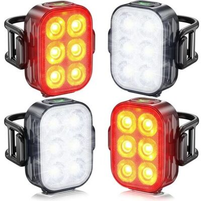 OEM Lumiere Velo, Luces Delanteras Y Traseras Para Bicicleta, Impermeable Ip65, Recargable Por Usb, Equipado Con 6 Perlas De Luz Led Super Brillantes, 4 + 6 Modos De Iluminación, Adecuado Para La Conducci OEM Lumiere Velo, Luces Delanteras Y Traseras Para Bicicleta, Impermeable Ip65, Recargable Por Usb, Equipado Con 6 Perlas De Luz Led Super Brillantes, 4 + 6 Modos De Iluminación, Adecuado Para La Conducci