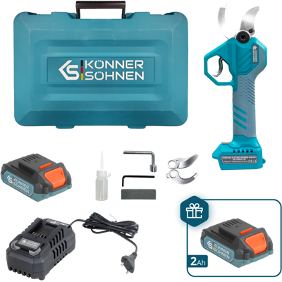 Tijera De Podar A Batería Könner & Söhnen Ks Cps20v-40 Case Plus: Corte 40mm, Motor Sin Escobillas, Sensor De Seguridad, Incluye 2 Baterías Y Maletín Tijera De Podar A Batería Könner & Söhnen Ks Cps20v-40 Case Plus: Corte 40mm, Motor Sin Escobillas, Sensor De Seguridad, Incluye 2 Baterías Y Maletín