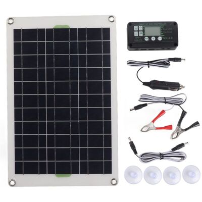 OEM Kit De Panel Solar De 50 W, Panel Solar Monocristalino De Alta Eficiencia De 12 V/24 V Con Controlador De 30 A, Kit Portátil Impermeable Para Mantenimiento Y Carga De Paneles Solares OEM Kit De Panel Solar De 50 W, Panel Solar Monocristalino De Alta Eficiencia De 12 V/24 V Con Controlador De 30 A, Kit Portátil Impermeable Para Mantenimiento Y Carga De Paneles Solares