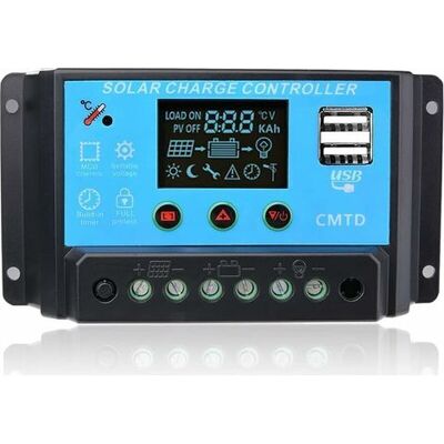 OEM Controlador De Carga De 20 A, Regulador Para Panel Solar Con Pantalla Led, 12-24 V, Protección Segura Para Paneles Solares Y Regulador De Batería. OEM Controlador De Carga De 20 A, Regulador Para Panel Solar Con Pantalla Led, 12-24 V, Protección Segura Para Paneles Solares Y Regulador De Batería.