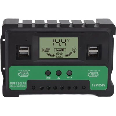OEM Controlador De Carga Solar, Controlador De Carga Para Paneles Solares De 12v/24v Con Pantalla Lcd Ajustable Y Ajuste De Temporizador, Puerto Usb Dual, Ajuste Automático De Parámetros Pwm (40a) OEM Controlador De Carga Solar, Controlador De Carga Para Paneles Solares De 12v/24v Con Pantalla Lcd Ajustable Y Ajuste De Temporizador, Puerto Usb Dual, Ajuste Automático De Parámetros Pwm (40a)