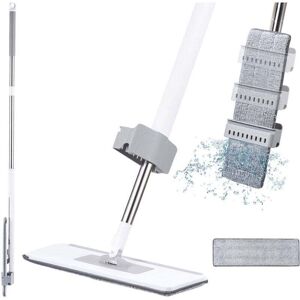 KZQ Fregona De Microfibra Con Escurridor Integrado, Fregona Profesional Con Mango De 137 Cm, Fregona Plana Con 2 Almohadillas Reutilizables, Para Limpiar Madera Dura, Laminados Y Azulejos. KZQ Fregona De Microfibra Con Escurridor Integrado, Fregona Profesional Con Mango De 137 Cm, Fregona Plana Con 2 Almohadillas Reutilizables, Para Limpiar Madera Dura, Laminados Y Azulejos.