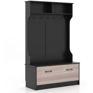 NORTHIX Perchero Con Banco Y 5 Ganchos Dobles Perchero Para Pasillo 100 X 40 X 160 Cm Negro NORTHIX Perchero Con Banco Y 5 Ganchos Dobles Perchero Para Pasillo 100 X 40 X 160 Cm Negro