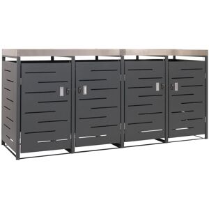 Décoshop26 - Refugio Para Cubo De Basura Con Cerradura Y Jardinera De Acero Inoxidable-metal Antracita 125x264x84 Cm 040008243 Décoshop26 - Refugio Para Cubo De Basura Con Cerradura Y Jardinera De Acero Inoxidable-metal Antracita 125x264x84 Cm 040008243
