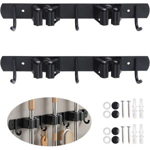 OEM Juego De 2 Soportes De Pared Para Escobas: 2 Soportes + 3 Ganchos, Acero Inoxidable, Negro, Para Cocina, Jardín, Baño Y Organización De Herramientas. OEM Juego De 2 Soportes De Pared Para Escobas: 2 Soportes + 3 Ganchos, Acero Inoxidable, Negro, Para Cocina, Jardín, Baño Y Organización De Herramientas.