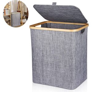 Csparkv - 60L - Bambú - Rectangular - Cesta de ropa Csparkv - 60L - Bambú - Rectangular - Cesta de ropa
