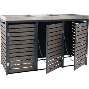 Décoshop26 - Refugio Para Cubo De Basura Con Cerradura Y Macetero 124x200x84 Cm Wpc Acero Inoxidable 107kg Antracita 040008236 Décoshop26 - Refugio Para Cubo De Basura Con Cerradura Y Macetero 124x200x84 Cm Wpc Acero Inoxidable 107kg Antracita 040008236