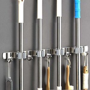 OEM Soporte Para Escobas De Pared: Colgador De Escobas De Acero Inoxidable, Soporte Para Colgar En La Cocina, Garaje, Cuarto De Lavado (4 Ranuras Y 5 Ganchos) OEM Soporte Para Escobas De Pared: Colgador De Escobas De Acero Inoxidable, Soporte Para Colgar En La Cocina, Garaje, Cuarto De Lavado (4 Ranuras Y 5 Ganchos)