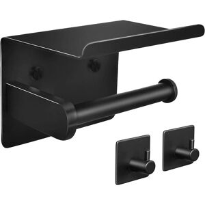 VUSZR Soporte Para Papel Higiénico Con Estante Para Teléfono, Acero Inoxidable 304, No Requiere Perforación, Montaje En Pared Para Baño (negro) VUSZR Soporte Para Papel Higiénico Con Estante Para Teléfono, Acero Inoxidable 304, No Requiere Perforación, Montaje En Pared Para Baño (negro)
