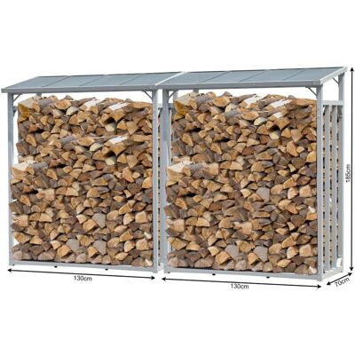 Quick-star - 2 Stück Aluminium Kaminholzregal 130 X 70 X 185 Cm Garten Kaminholzunterstand 3,2 M³ Kaminholzlager Stapelhilfe Aussen Quick-star - 2 Stück Aluminium Kaminholzregal 130 X 70 X 185 Cm Garten Kaminholzunterstand 3,2 M³ Kaminholzlager Stapelhilfe Aussen
