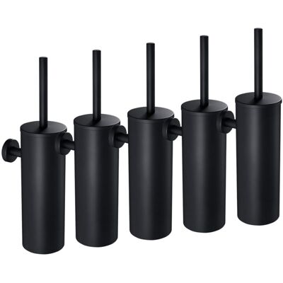 Auralum - 5x Escobillas De Baño Wc Con Soporte Negro, Escobilla Wc En Acero Inoxidable, Montaje En Pared, Escobilla Y Portaescobilla Con Tapa, Limpieza Wc 360º Auralum - 5x Escobillas De Baño Wc Con Soporte Negro, Escobilla Wc En Acero Inoxidable, Montaje En Pared, Escobilla Y Portaescobilla Con Tapa, Limpieza Wc 360º
