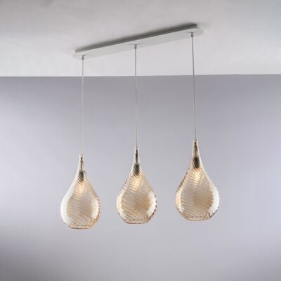 BONETTI ILLUMINA Binario In Ferro Con Vetri Ambra Pyrex 3 Luci H.41 - Max 141 - L.75 X 10 BONETTI ILLUMINA Binario In Ferro Con Vetri Ambra Pyrex 3 Luci H.41 - Max 141 - L.75 X 10