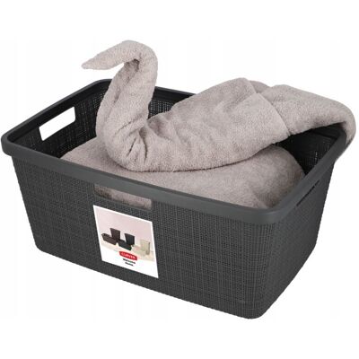 Curver - Cesta Para La Colada 46l, 59x39xh26 Cm, Acabado Yute, Gris Oscuro Curver - Cesta Para La Colada 46l, 59x39xh26 Cm, Acabado Yute, Gris Oscuro