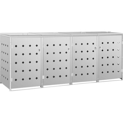 Vidaxl - Cobertizo Contenedor De Basura Cuádruple Acero Inoxidable 240l Vidaxl - Cobertizo Contenedor De Basura Cuádruple Acero Inoxidable 240l