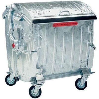 KaiserKraft Cubo de basura de acero - 1100L, Seguro infantil, Galvanizado KaiserKraft Cubo de basura de acero - 1100L, Seguro infantil, Galvanizado