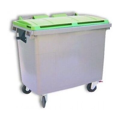 Iberogarden - 800L Beige - Tapa verde - Contenedor de basura Iberogarden - 800L Beige - Tapa verde - Contenedor de basura