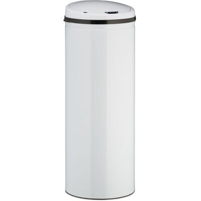Relaxdays - Cubo De Basura, 50l, Redondo, Tapa Eléctrica, Sensor De Movimiento, Grande, Acero Inoxidable, 80x30 Cm, Blanco Relaxdays - Cubo De Basura, 50l, Redondo, Tapa Eléctrica, Sensor De Movimiento, Grande, Acero Inoxidable, 80x30 Cm, Blanco