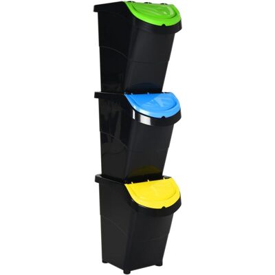 vidaXL Cubos de basura apilables con tapas - Negro PP 120 L vidaXL Cubos de basura apilables con tapas - Negro PP 120 L