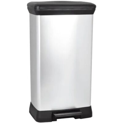 Curver - Papelera De Pedal Deco Bin 50l, 39 X 29 X 73 Cm, Plateada (187177) Curver - Papelera De Pedal Deco Bin 50l, 39 X 29 X 73 Cm, Plateada (187177)
