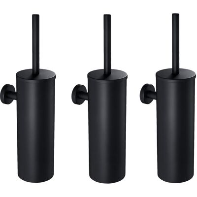 3x Auralum Escobillas De Baño Wc Con Soporte Negro, Escobilla Wc En Acero Inoxidable, Montaje En Pared, Escobilla Y Portaescobilla Con Tapa, Limpieza Wc 360º 3x Auralum Escobillas De Baño Wc Con Soporte Negro, Escobilla Wc En Acero Inoxidable, Montaje En Pared, Escobilla Y Portaescobilla Con Tapa, Limpieza Wc 360º