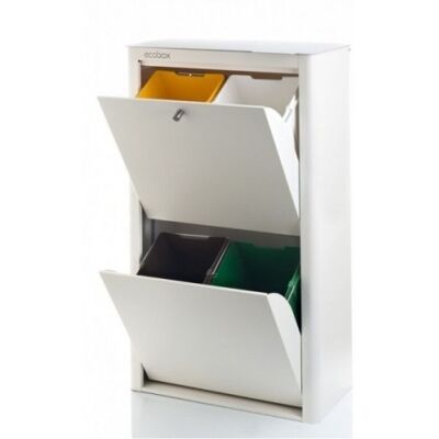 Don Hierro - Contenedor Basura Ecologico Metalico 4 Departamentos Blanco Don Hierro - Contenedor Basura Ecologico Metalico 4 Departamentos Blanco