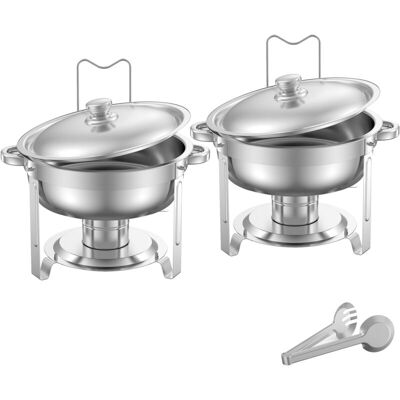 Mophorn Calentador De Alimentos Para Bufé Con 2 Recipientes De Gran Capacidad (4,7 L Cada Uno), Diseño Redondo, Incluye Tapa, Ideal Para Eventos Como Bodas Y Fiestas, Color Plata Mophorn Calentador De Alimentos Para Bufé Con 2 Recipientes De Gran Capacidad (4,7 L Cada Uno), Diseño Redondo, Incluye Tapa, Ideal Para Eventos Como Bodas Y Fiestas, Color Plata