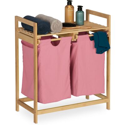 Relaxdays Organizador Ropa Sucia, Separador Colada, Repisa Bambú Con 2 Sacos Extraíbles, 73 X 64 X 33 Cm, Natural Y Rosa Relaxdays Organizador Ropa Sucia, Separador Colada, Repisa Bambú Con 2 Sacos Extraíbles, 73 X 64 X 33 Cm, Natural Y Rosa