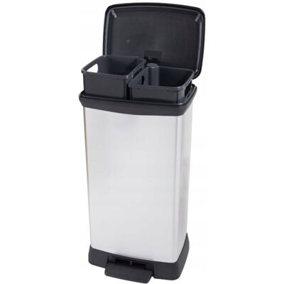 Curver - Deco - Cubo De Basura (23 L + 23 L, Color Plateado Metálico Curver - Deco - Cubo De Basura (23 L + 23 L, Color Plateado Metálico