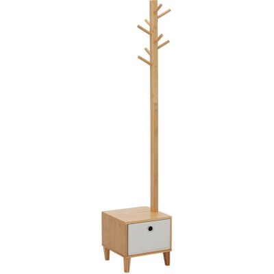 Homcom - Perchero De Pie De Bambú Tipo Árbol Con Banco Cajón De Tela Y 8 Ganchos Para Colgar Ropa Bolsas Bombreros Para Entrada Salón Pasillo 35x35x177 Cm Homcom - Perchero De Pie De Bambú Tipo Árbol Con Banco Cajón De Tela Y 8 Ganchos Para Colgar Ropa Bolsas Bombreros Para Entrada Salón Pasillo 35x35x177 Cm