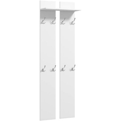Homcom - Perchero Para Ropa De Pared Perchero Para Recibidor Moderno Con 8 Ganchos Y Estante Para Entrada Pasillo 55x21,3x170 Cm Blanco Homcom - Perchero Para Ropa De Pared Perchero Para Recibidor Moderno Con 8 Ganchos Y Estante Para Entrada Pasillo 55x21,3x170 Cm Blanco