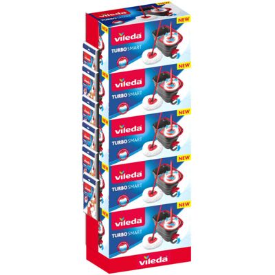 Vileda - Expositor Pilada Turbo Smart. Contiene 5 Sets Turbo Smart Y 6 Recambios 2en1 Vileda - Expositor Pilada Turbo Smart. Contiene 5 Sets Turbo Smart Y 6 Recambios 2en1