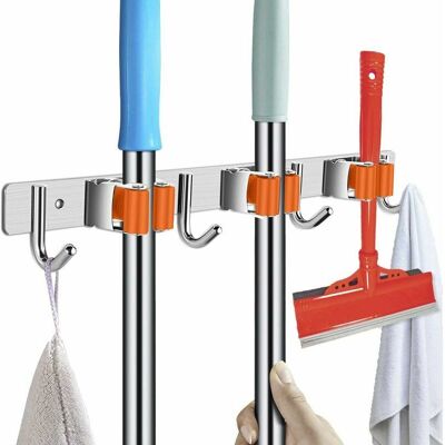 OEM Nazalus - Oferta Especial - Soporte Para Electrodomésticos, Soporte Para Fregona Y Escoba, Montaje En Pared Con Gancho Para Colgar La Escoba, Acero Inoxidable, Autoadhesivo Con 3 Soportes Y 4 Ganchos OEM Nazalus - Oferta Especial - Soporte Para Electrodomésticos, Soporte Para Fregona Y Escoba, Montaje En Pared Con Gancho Para Colgar La Escoba, Acero Inoxidable, Autoadhesivo Con 3 Soportes Y 4 Ganchos
