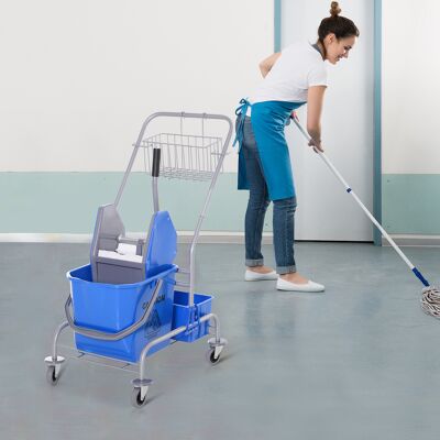 TORMATOR Carro De Limpieza Profesional Con Cubo De Fregado Extraíble De 25 Litros Y Escurridor De Prensa 72x49,5x95 Cm Azul TORMATOR Carro De Limpieza Profesional Con Cubo De Fregado Extraíble De 25 Litros Y Escurridor De Prensa 72x49,5x95 Cm Azul