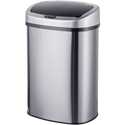 Cubo De Basura Relaxdays Con Sensor, 50 L, Tapa Eléctrica, Soporte Para Bolsas, Para Cocina, Plateado Cubo De Basura Relaxdays Con Sensor, 50 L, Tapa Eléctrica, Soporte Para Bolsas, Para Cocina, Plateado