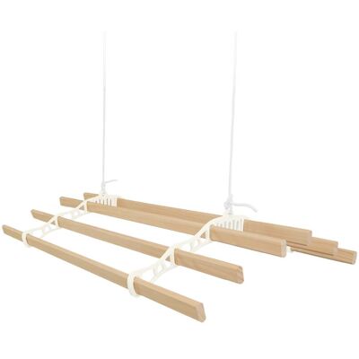MONSTER SHOP Tendedero De Techo Con Sistema De Poleas En Marfil Y 6 Listones De Madera 1.5m Capacidad De Peso De 30 Kg Kit Fijación Gratis Tendedero Colgante Secadora Estructura P/ Colgar Secar Ropa Colgador MONSTER SHOP Tendedero De Techo Con Sistema De Poleas En Marfil Y 6 Listones De Madera 1.5m Capacidad De Peso De 30 Kg Kit Fijación Gratis Tendedero Colgante Secadora Estructura P/ Colgar Secar Ropa Colgador