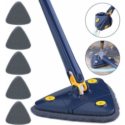 ZVD Fregona Triangular Giratoria Gabrielle De 360° Con 6 Paños - Fregona Telescópica Para Suelos De Madera, Ventanas, Paredes Y Azulejos (fregona Azul) ZVD Fregona Triangular Giratoria Gabrielle De 360° Con 6 Paños - Fregona Telescópica Para Suelos De Madera, Ventanas, Paredes Y Azulejos (fregona Azul)