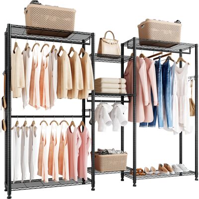 Vevor Perchero Ajustable, Con 4 Barras Y Capacidad De Carga De 385,5 Kg, 7 Estantes Y 8 Ganchos, Ideal Para Dormitorio, Tienda De Ropa, Guardarropa Y Pasillo, Color Negro, 186,95 X 38 X 192 Cm Vevor Perchero Ajustable, Con 4 Barras Y Capacidad De Carga De 385,5 Kg, 7 Estantes Y 8 Ganchos, Ideal Para Dormitorio, Tienda De Ropa, Guardarropa Y Pasillo, Color Negro, 186,95 X 38 X 192 Cm