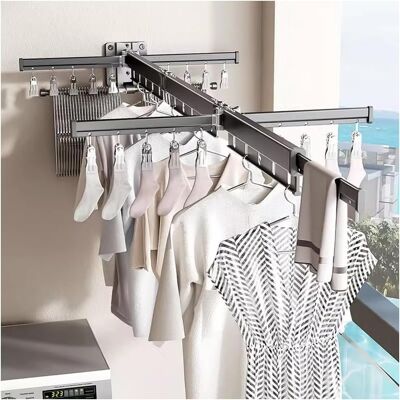 OEM Tendedero Mural Retráctil Con Ganchos, Giratorio 360°, Para Balcón, Lavadero, Baño, Gris Antracita. OEM Tendedero Mural Retráctil Con Ganchos, Giratorio 360°, Para Balcón, Lavadero, Baño, Gris Antracita.