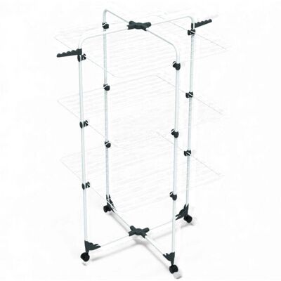Vileda Tendedero Para Ahorrar Espacio 3 Estantes De Acero Tratado 30 Metros Lineales Con Ruedas Y Soportes Para Perchas Para Uso En Interiores Y Exteriores Vileda Tendedero Para Ahorrar Espacio 3 Estantes De Acero Tratado 30 Metros Lineales Con Ruedas Y Soportes Para Perchas Para Uso En Interiores Y Exteriores