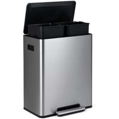 NORTHIX Cubo De Basura De Acero Inoxidable De 60 Litros Con Pedal, Tapa De Cierre Suave Y Doble Compartimento. NORTHIX Cubo De Basura De Acero Inoxidable De 60 Litros Con Pedal, Tapa De Cierre Suave Y Doble Compartimento.
