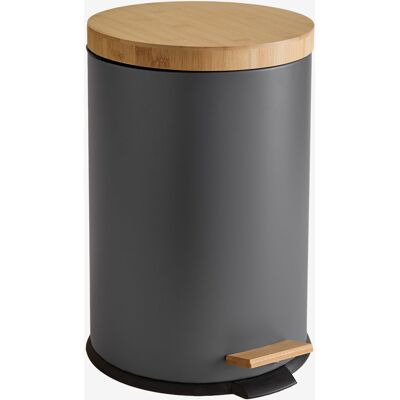 Papelera Con Pedal Para Exterior En Acero Galvanizado Y Bambú Sosua Sklum Papelera Con Pedal Para Exterior En Acero Galvanizado Y Bambú Sosua Sklum