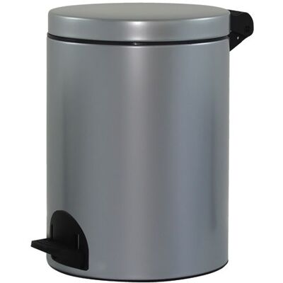 Cuerpo y tapa en acero gris metal Rossignol 14L - Cubo de basura Cuerpo y tapa en acero gris metal Rossignol 14L - Cubo de basura