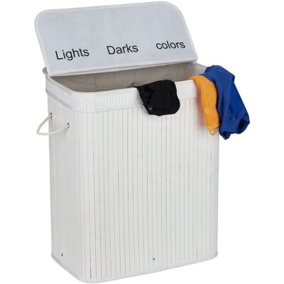 Cesto Ropa Sucia, Bambú, 3 Compartimentos De 30 L, Cesta Colada Con Tapa, Asas, 63x55x35 Cm, Colores A Elegir - Relaxdays Cesto Ropa Sucia, Bambú, 3 Compartimentos De 30 L, Cesta Colada Con Tapa, Asas, 63x55x35 Cm, Colores A Elegir - Relaxdays