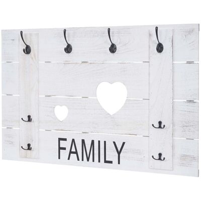 Décoshop26 - Perchero De Pared Familiar Panel Estilo Vintage Con 8 Ganchos 60x90cm Blanco Envejecido 040001006 Décoshop26 - Perchero De Pared Familiar Panel Estilo Vintage Con 8 Ganchos 60x90cm Blanco Envejecido 040001006