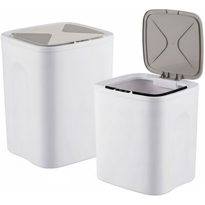 Cubos De Basura Relaxdays Con Sensor, Set De 2, 14 Y 16 L, Tapa Eléctrica, Soporte Para Bolsas, Cocina Y Baño, Crema Cubos De Basura Relaxdays Con Sensor, Set De 2, 14 Y 16 L, Tapa Eléctrica, Soporte Para Bolsas, Cocina Y Baño, Crema