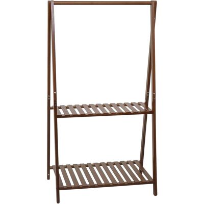 Perchero De Pie De Bambú Hhg-367, Perchero Para Ropa Y Zapatos, Con Barra Y 2 Estantes, 130 X 70 X 44 Cm, Marrón Perchero De Pie De Bambú Hhg-367, Perchero Para Ropa Y Zapatos, Con Barra Y 2 Estantes, 130 X 70 X 44 Cm, Marrón