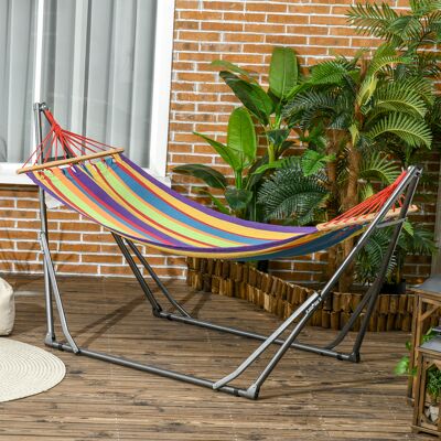 TORMATOR Hamaca Con Soporte Plegable 2 En 1 Tendedero Con Barra Estructura De Acero Para Jardín 270x100x94 Cm Multicolor TORMATOR Hamaca Con Soporte Plegable 2 En 1 Tendedero Con Barra Estructura De Acero Para Jardín 270x100x94 Cm Multicolor